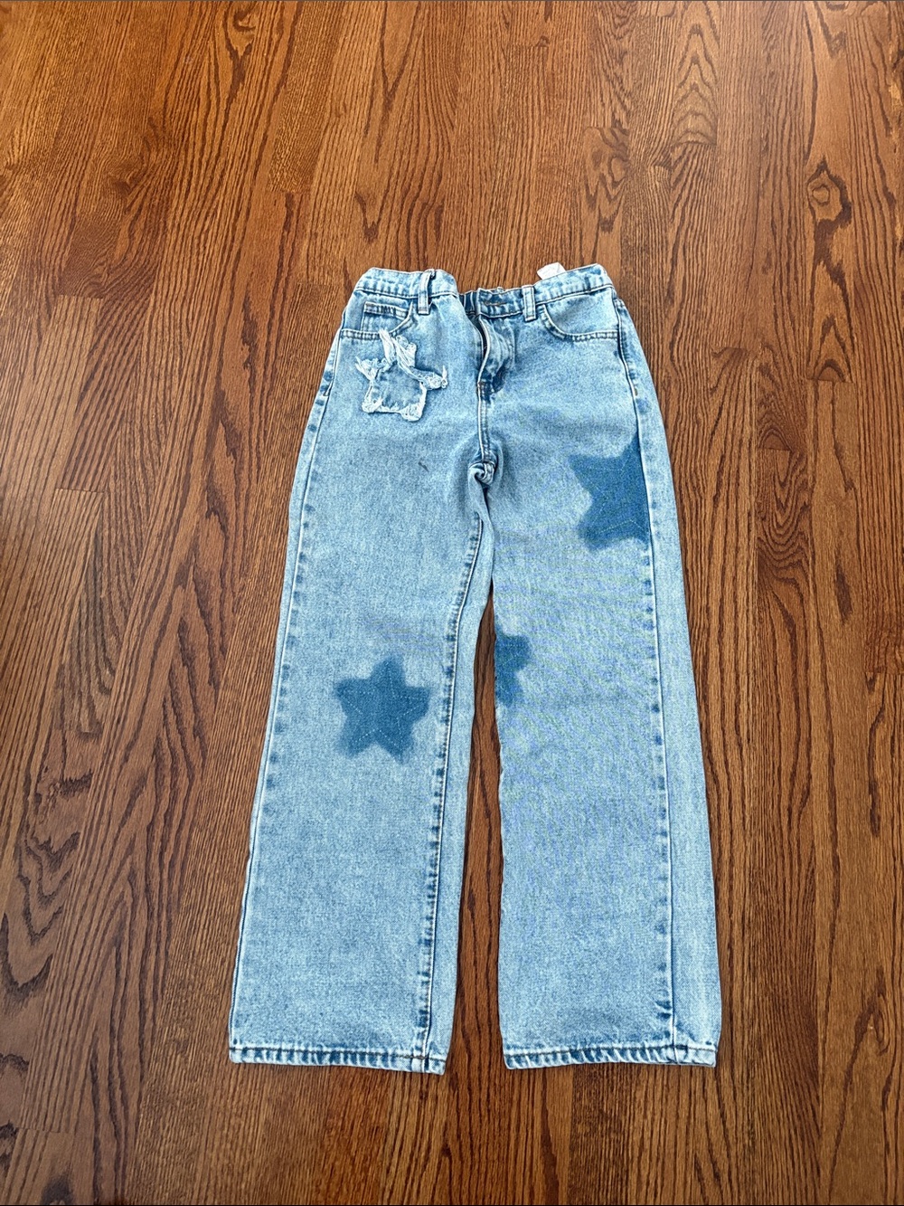 Girls size 11 Light Wash Star Patch Jeans